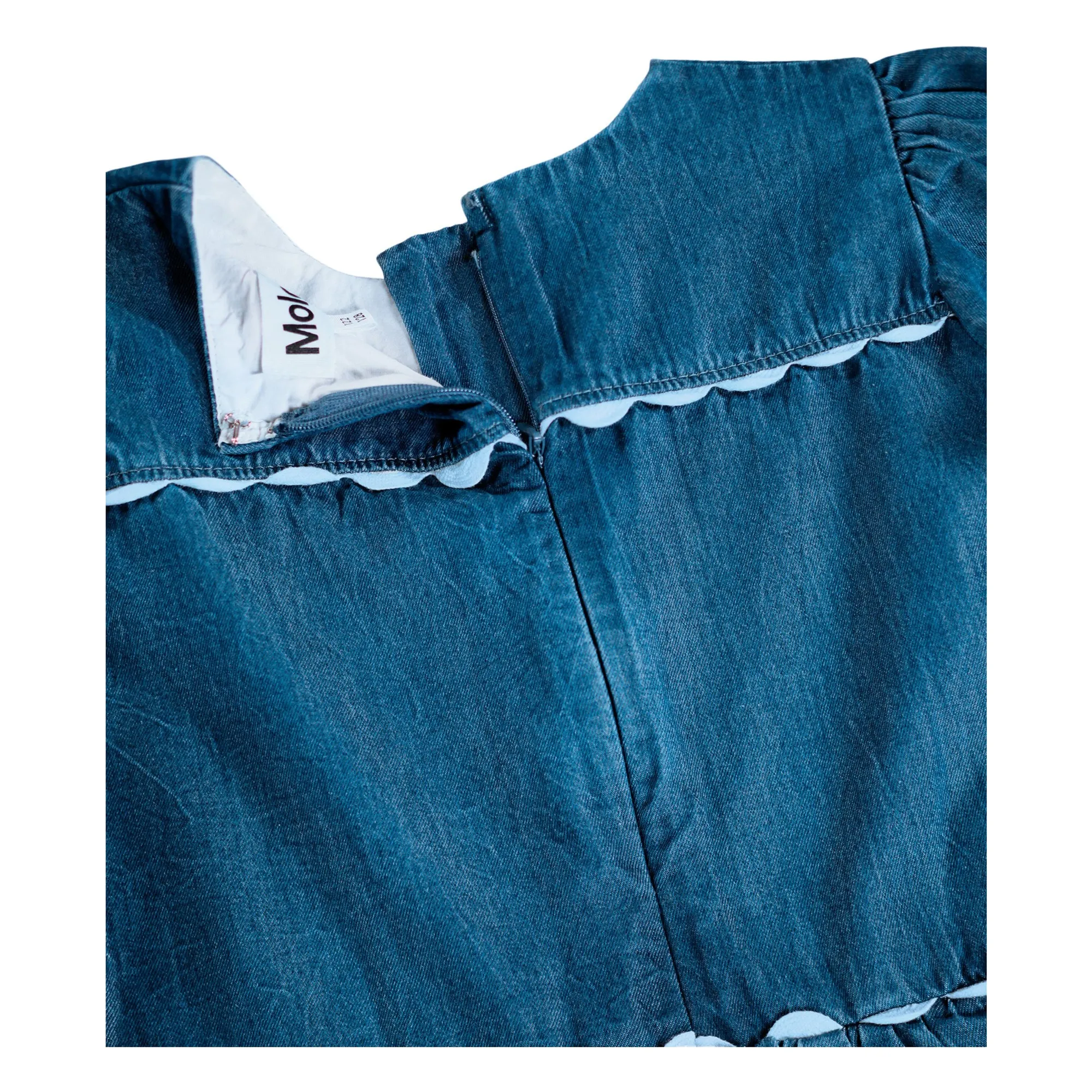 Robe Dentelle Caren Denim Coton Bio | Bleu marine- Image produit n°6