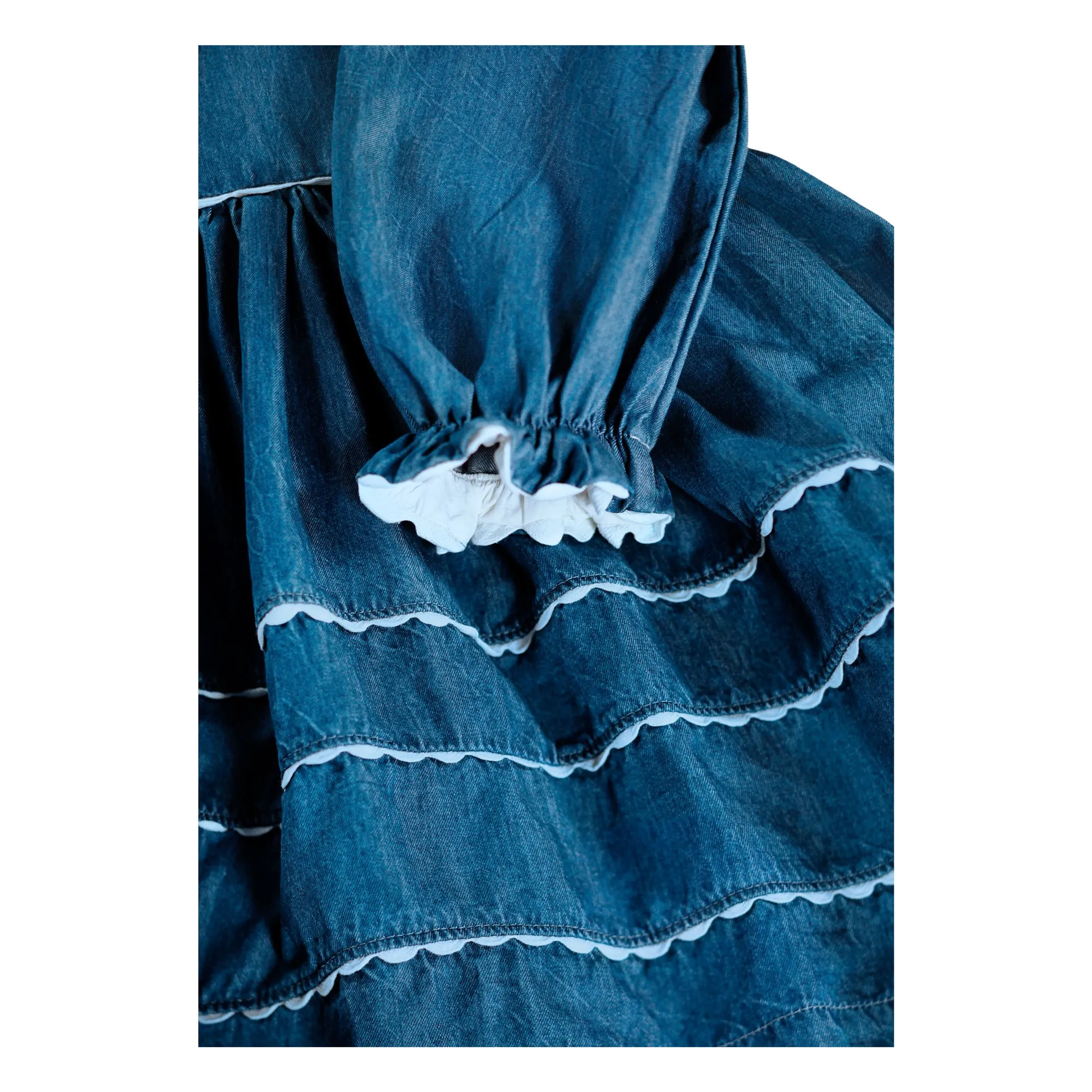 Robe Dentelle Caren Denim Coton Bio | Bleu marine- Image produit n°4