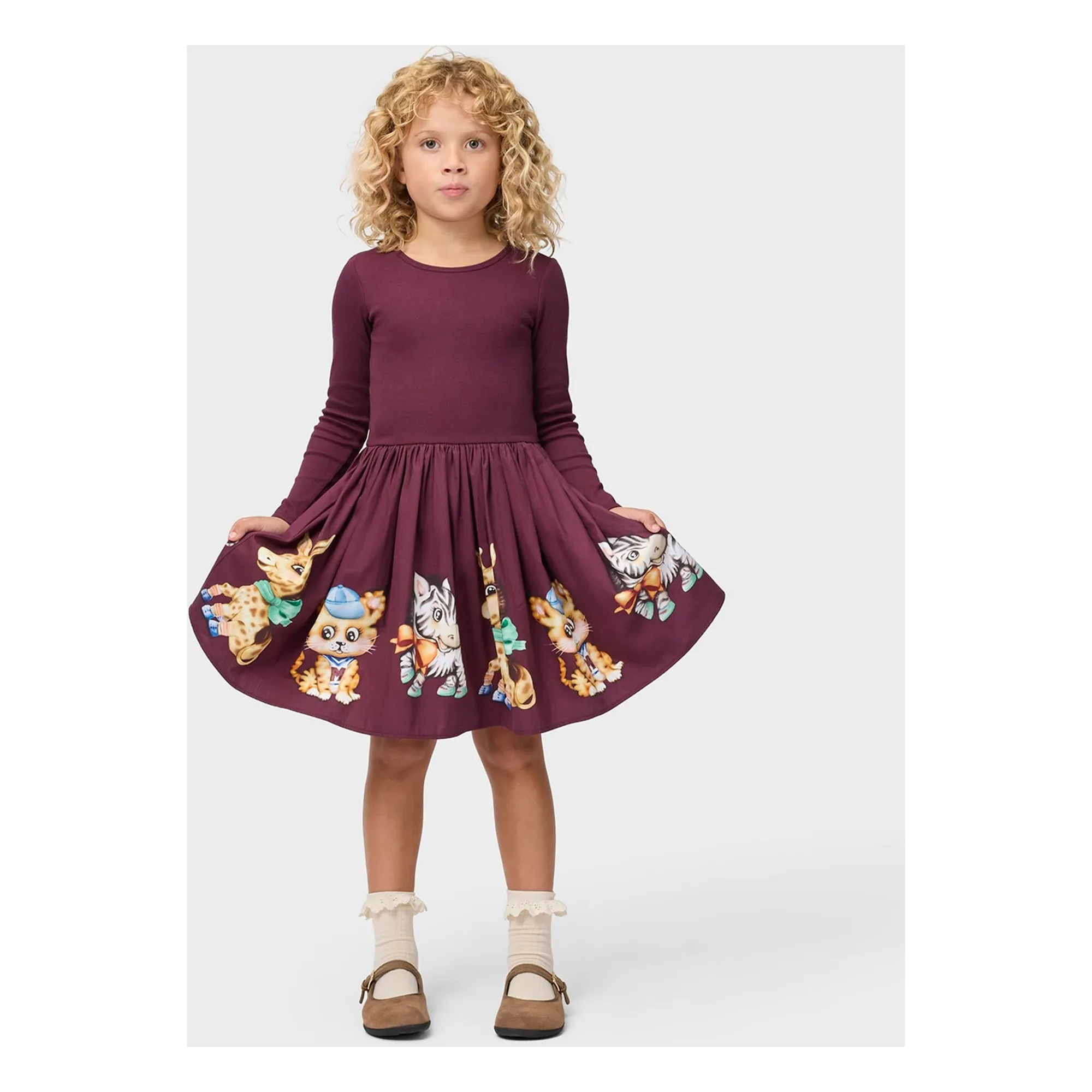 Robe Cassie Tigres Coton Bio | Bordeaux- Image produit n°2