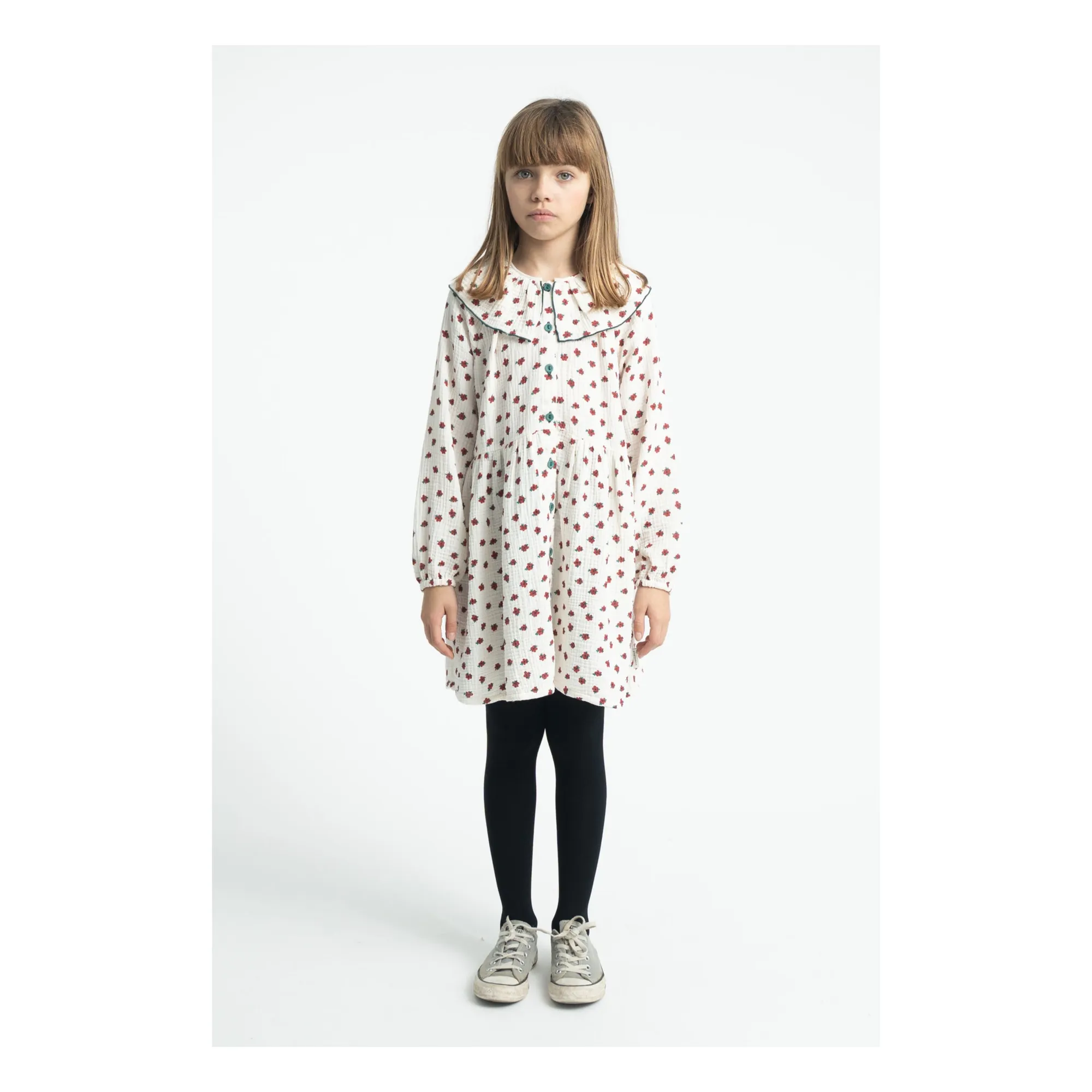 Robe Fleurie Coton Bio | Ecru- Image produit n°1