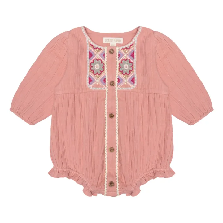 Barboteuse Lilana Gaze de Coton | Rose- Image produit n°0