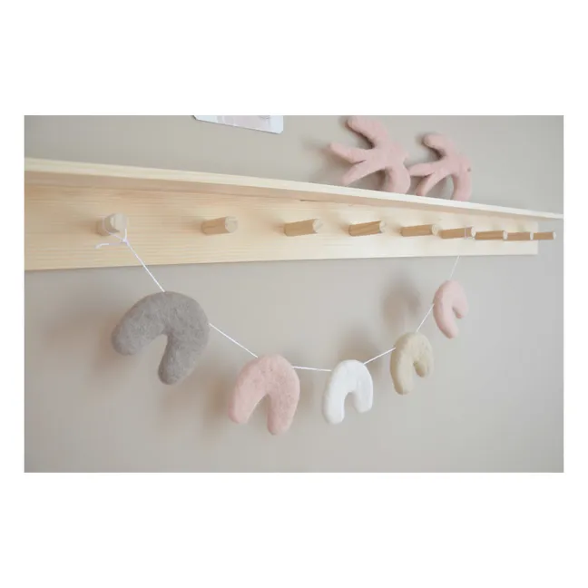 Rainbow garland in felted wool  | Pale pink