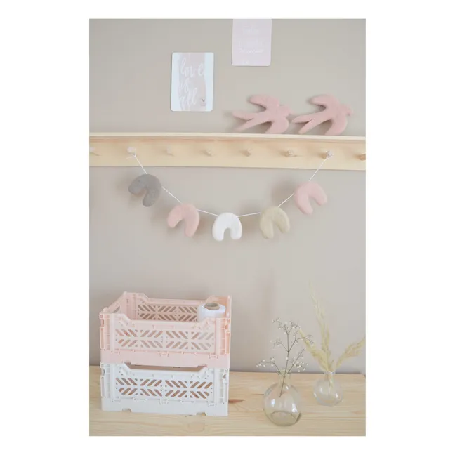 Rainbow garland in felted wool  | Pale pink