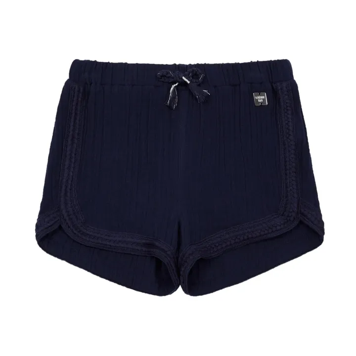 Waffled shorts | Navy blue- Product image n°0