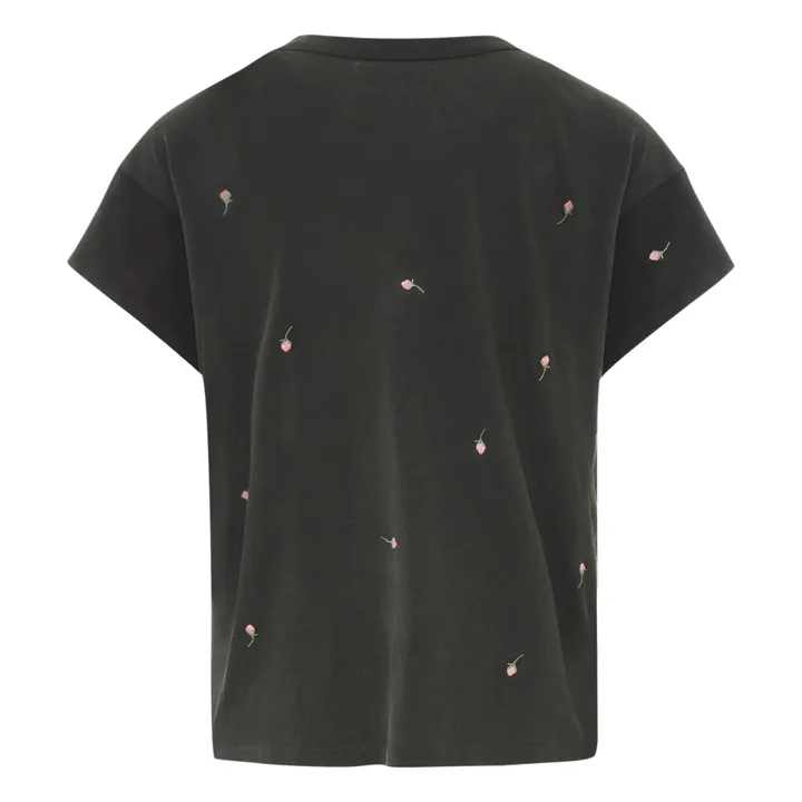 Boxy Crew With Rose T-shirt | Black- Product image n°5