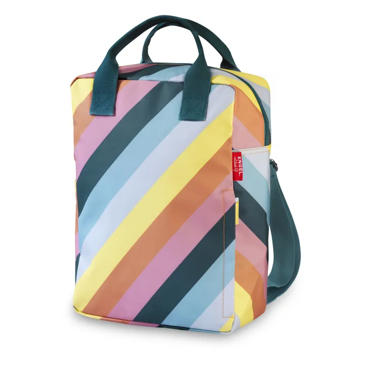 Großer, gestreifter Rucksack Rainbow aus recyceltem Kunststoff | Bunt- Produktbild Nr. 0