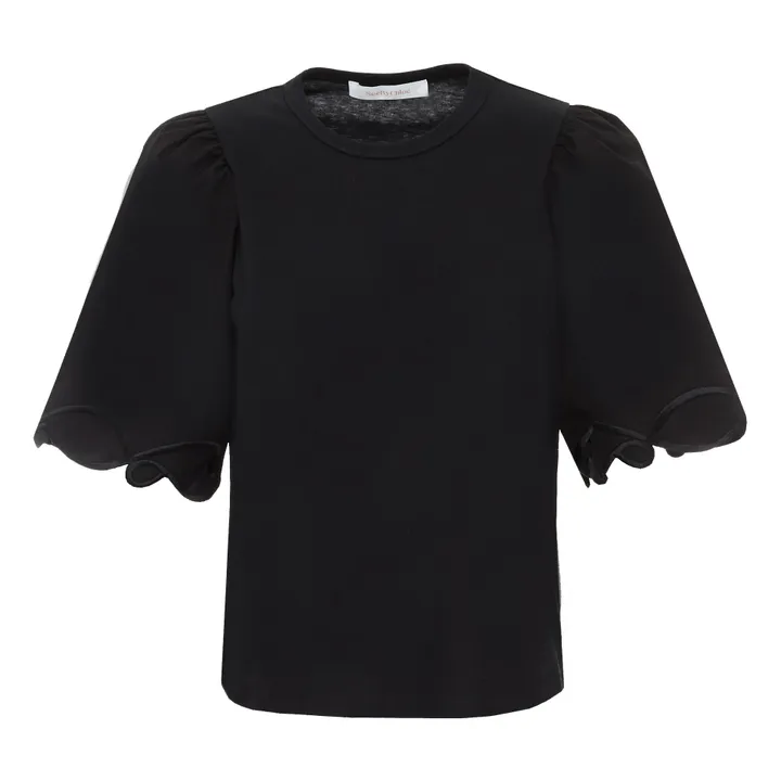Ornate-sleeved top | Black- Product image n°0