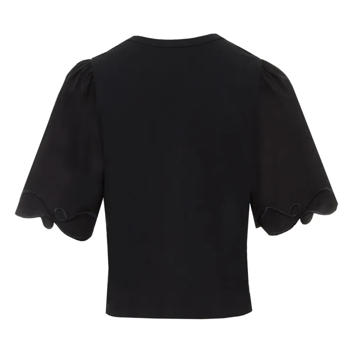 Ornate-sleeved top | Black- Product image n°5