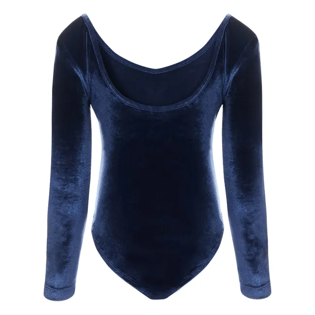 "Aerobic" velour bodysuit | Midnight blue