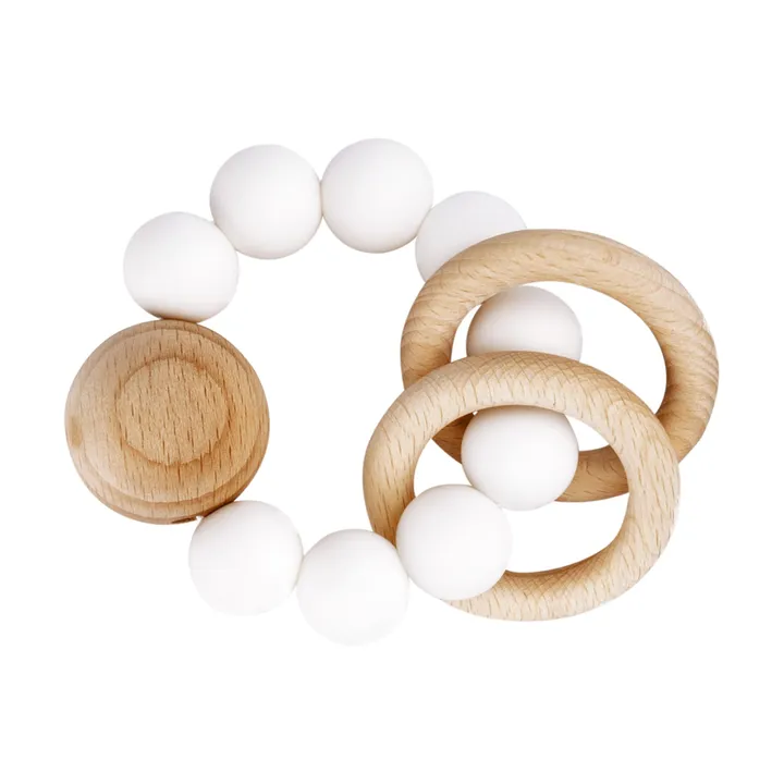 Mordedor Saturno de silicona y madera | Blanco- Imagen del producto n°0