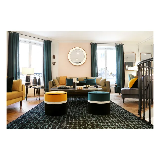 Puf Léo de terciopelo | Verde Abeto