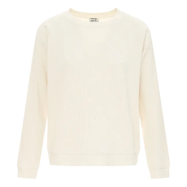 Geripptes Sweatshirt Basic aus Bio-Baumwolle | Grauweiß