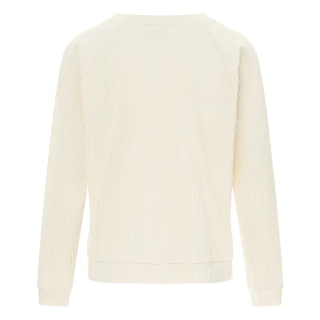 Geripptes Sweatshirt Basic aus Bio-Baumwolle | Grauweiß