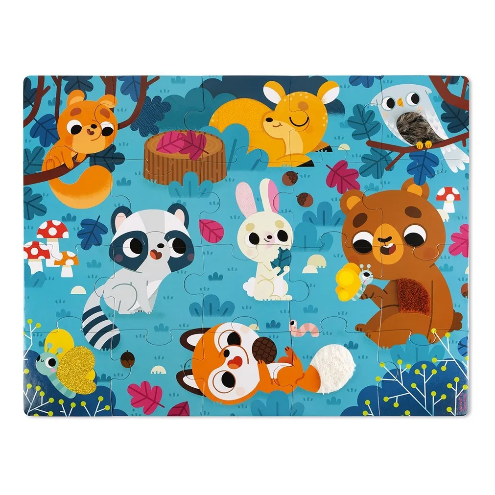 Janod Multicoloured Animals Of The Forest Tactile Puzzle, 20 Pieces