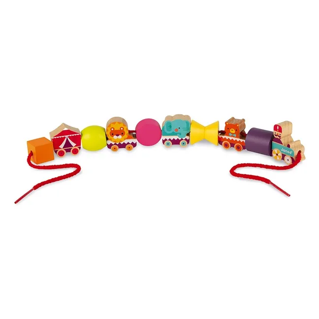 Stringable Circus-Themed Wooden Beads - Set of 42