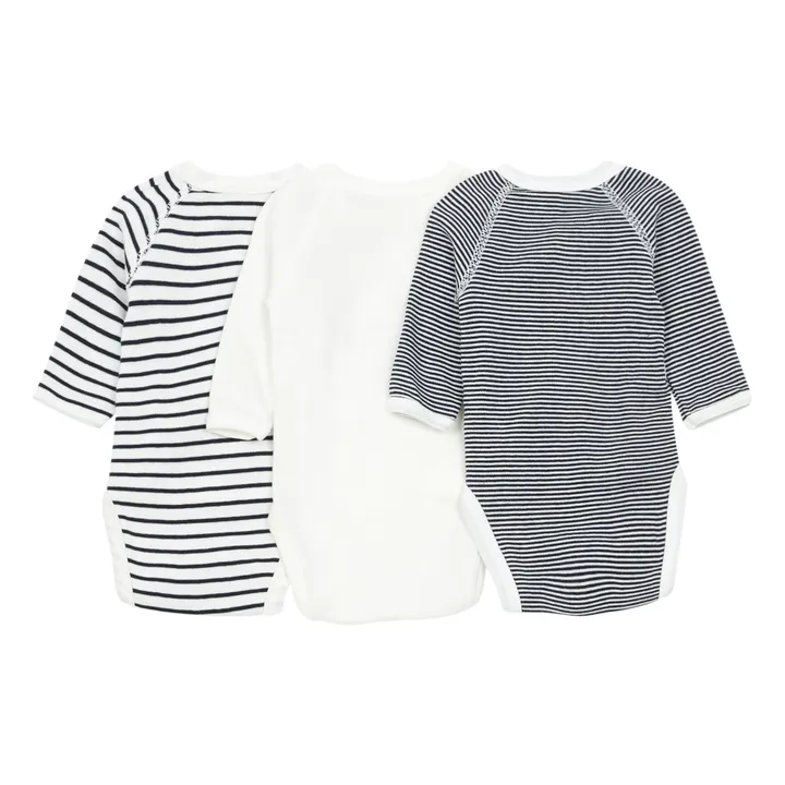 Striped Newborn Crossbody Playsuits - Set of 3 | White- Product image n°1