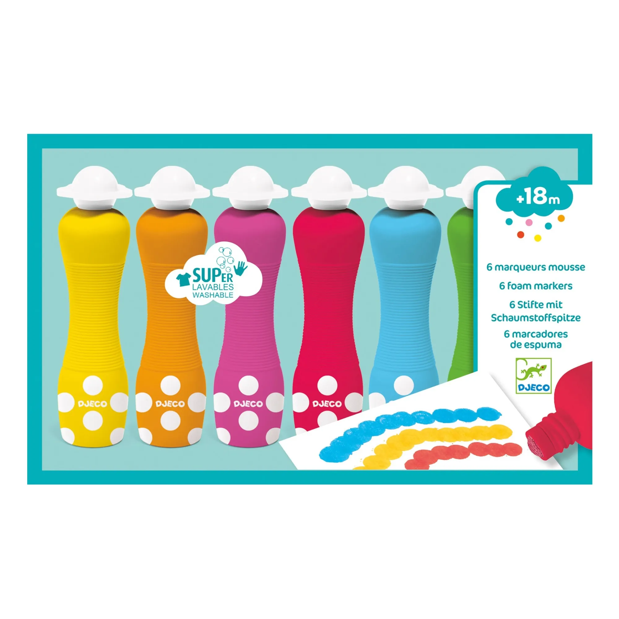Djeco Multicoloured Foam Markers For The Little Ones - Set Of 6