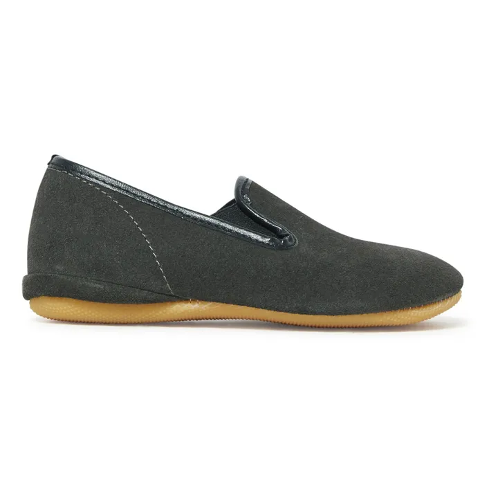 Velvet Elasticated Slippers | Charcoal grey- Product image n°0