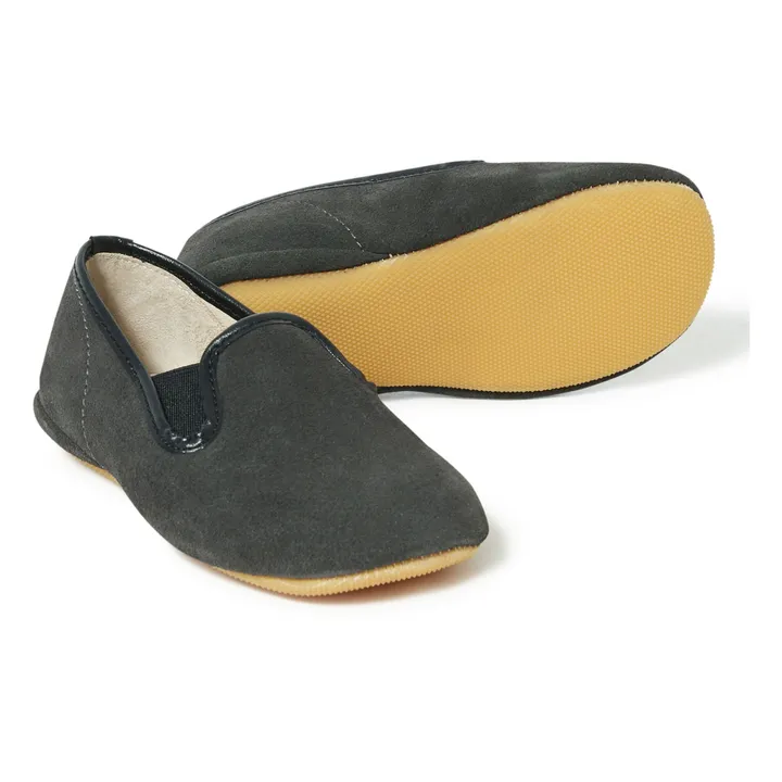 Velvet Elasticated Slippers | Charcoal grey- Product image n°2
