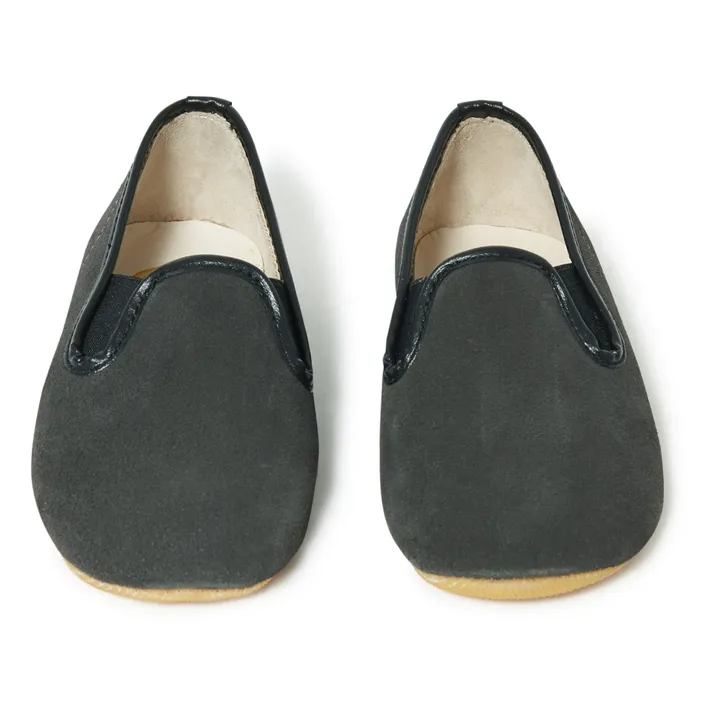 Velvet Elasticated Slippers | Charcoal grey- Product image n°3