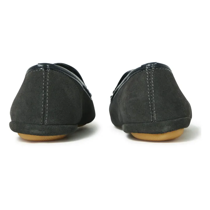 Velvet Elasticated Slippers | Charcoal grey- Product image n°4