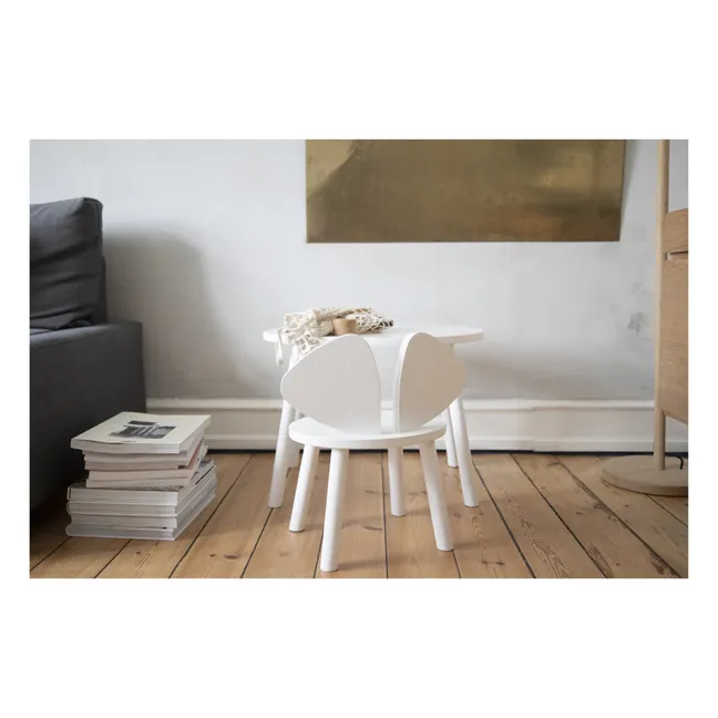 Mouse table in oak | White