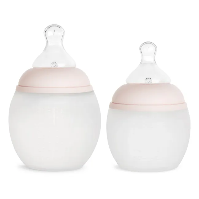 Fläschchen aus medizinischem Silikon und physiologischer Nuckel | Puderrosa