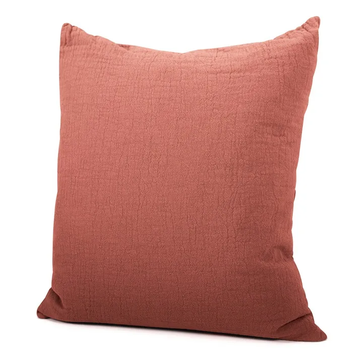 Crinkled Cotton Jacquard Cushion | Terracotta- Product image n°0