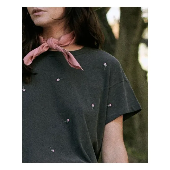 Boxy Crew With Rose T-shirt | Black- Product image n°2