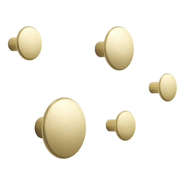 The Dots Brass Hooks - Set of 5 | Gold