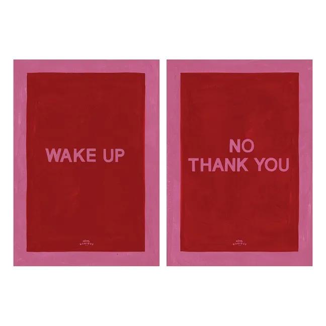 Poster A4 Wake up - No Thank you | Rosso