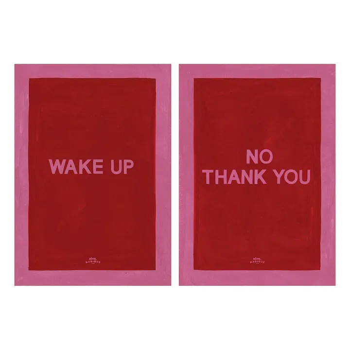 Pósteres A4 «Wake up» - «No, thank you» | Rojo- Imagen del producto n°2