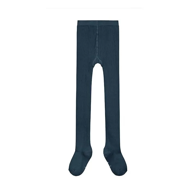 Rippstrumpfhose Bio-Baumwolle | Graublau