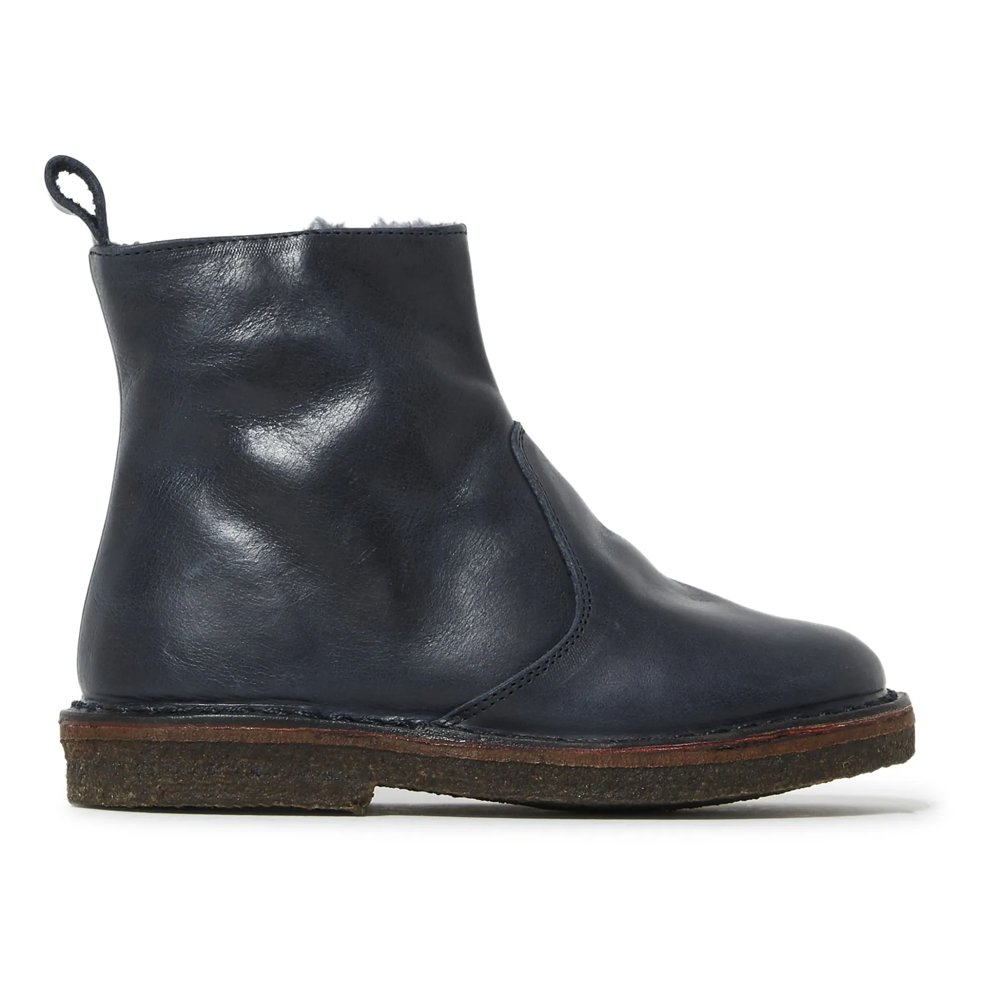 Pèpè Navy Blue Zip Furry Boots