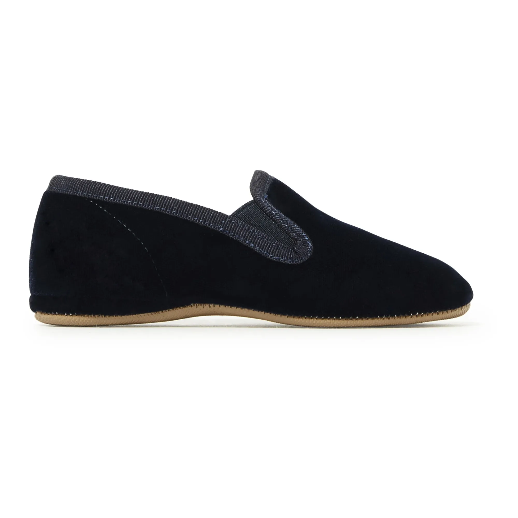 Pèpè Navy Blue Velvet Elastic Slippers