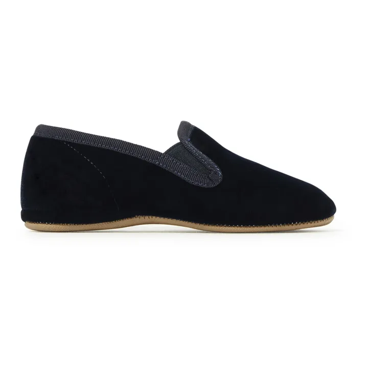 Velvet Elastic Slippers | Navy blue- Product image n°0