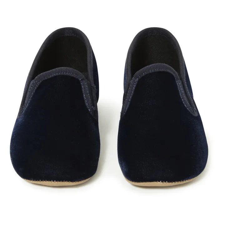 Velvet Elastic Slippers | Navy blue- Product image n°3