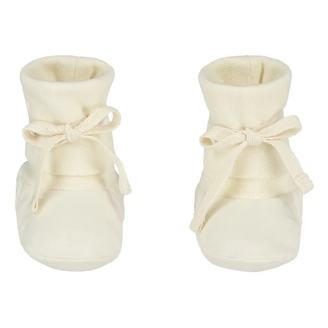 Chaussons Baby Ribbed Coton Bio | Ecru