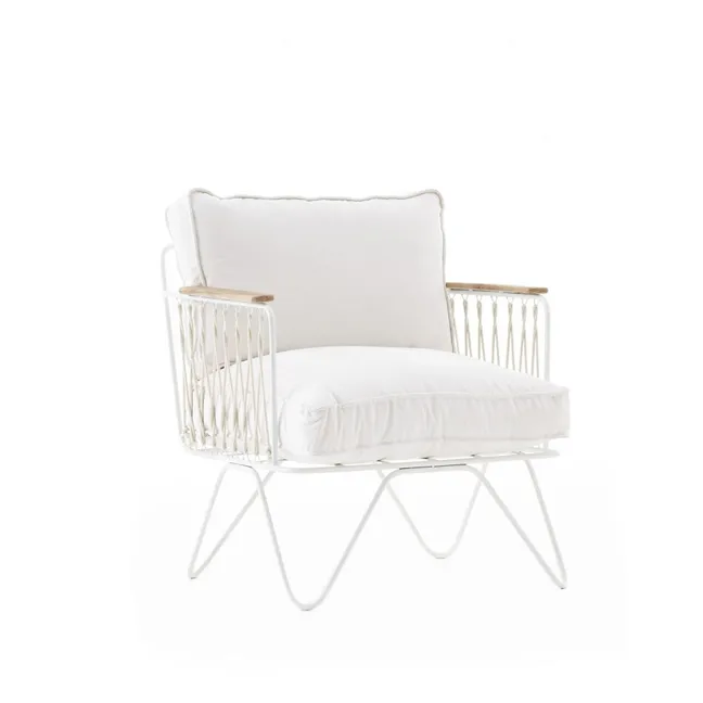 Sillón Croisette epoxi blanco y algodón | Blanco