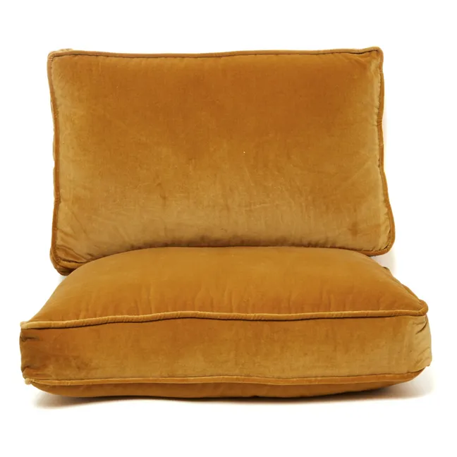 Sillón Croisette epoxi negro y terciopelo | Camel