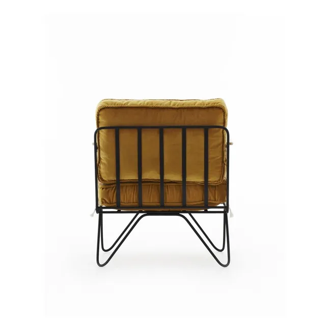 Fauteuil Croisette noir epoxy, velours | Camel