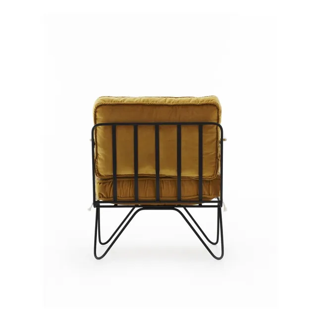 Sillón Croisette epoxi negro y terciopelo | Camel