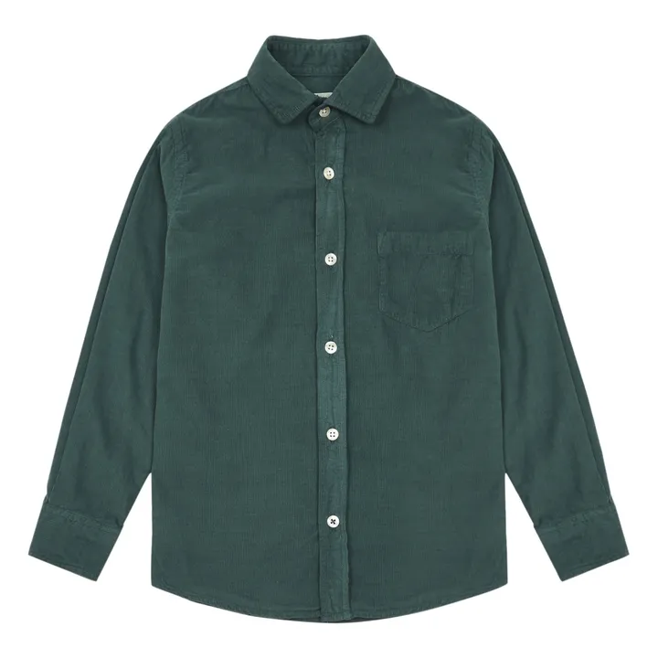 Paul Ribbed Velvet Shirt | Chrome green- Product image n°0