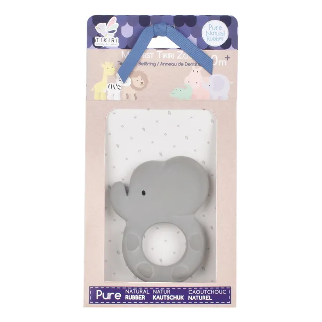 Elephant Natural Rubber Teething Ring | Light grey