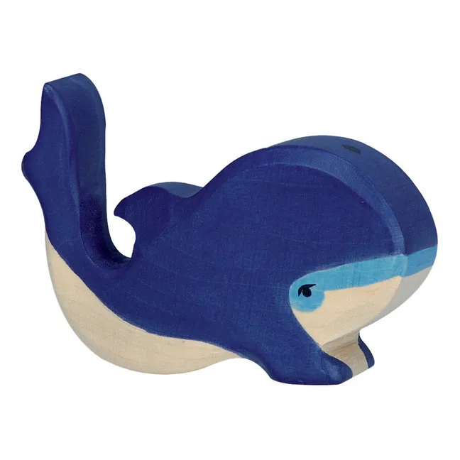 Figurina in legno piccola balena | Blu