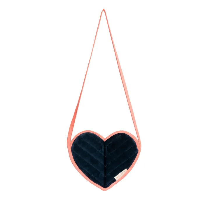 Bolso corazón Savanna de terciopelo | Azul Noche- Imagen del producto n°0