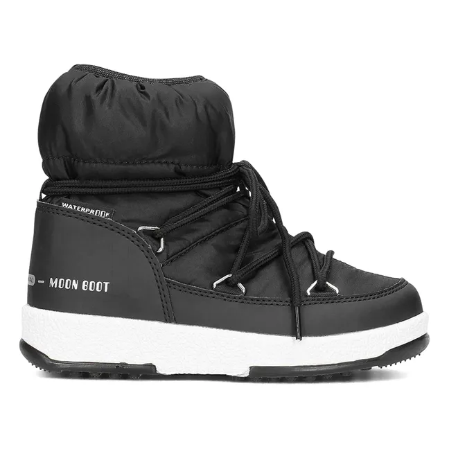 Waterproof Nylon Jr Girl Lowtop Moon Boots | Black
