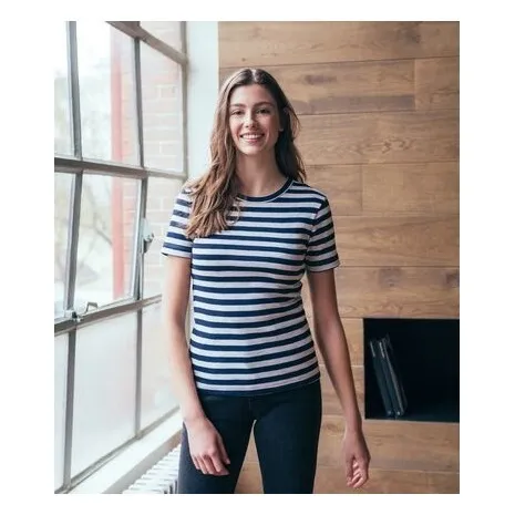 Camiseta Petit Bateau Para Mujer – Manga Corta, Rayas Marinera, Cuello V