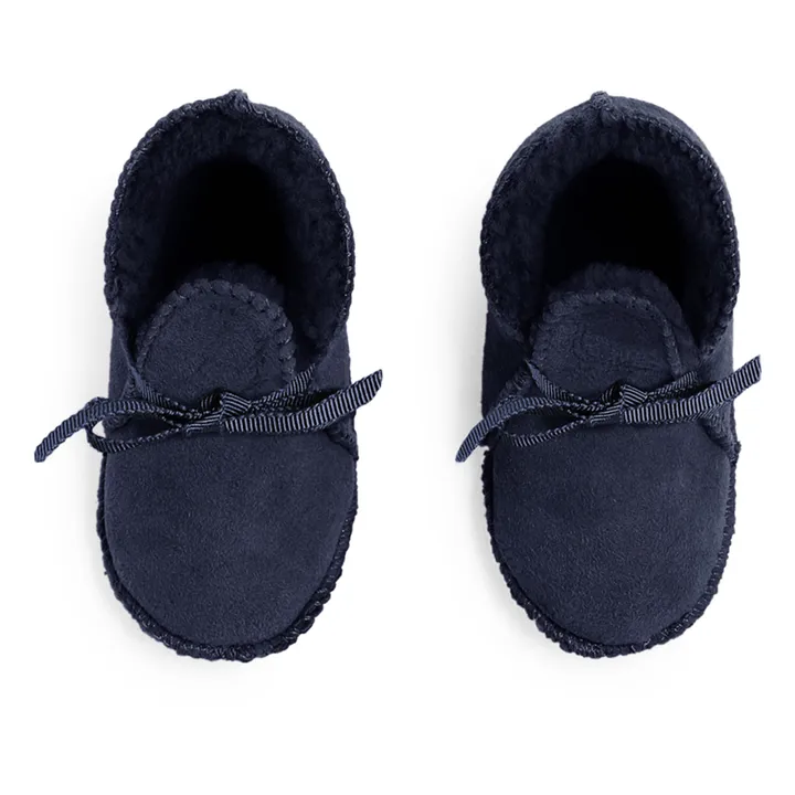 Pantofole Bébé pelle Lana merino | Blu marino- Immagine del prodotto n°1