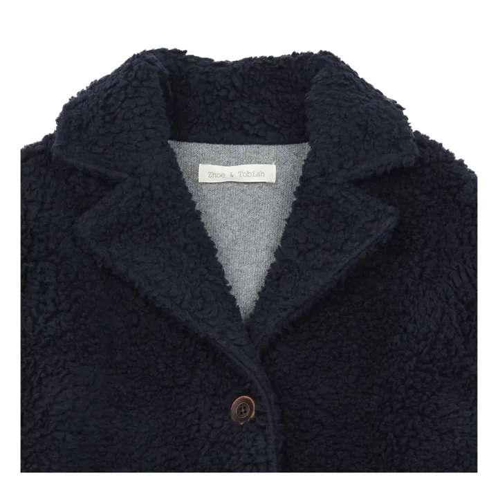 Faux Fur Coat | Navy blue- Product image n°1